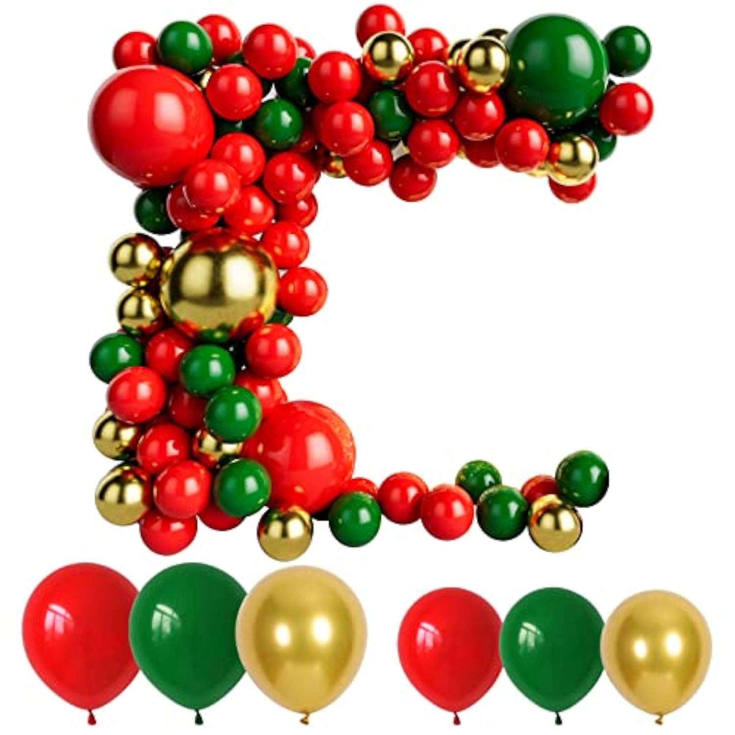 Red Green And Gold Balloon Garland Kit For Baby Shower, Wedding, Birthday, Graduation, Christmas Party Decoration