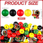 200 Pcs Juneteenth Wooden Beads Black Red Green Yellow Wooden Beads 1865 Freedom Day Wood Beads Ornaments With Hemp Rope For Juneteenth Black History Month Home Party Decor Diy Crafts, Small