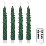 Christmas Tree Flameless Taper Candles Flickering With Remote Timer, Real Wax Led Battery Operated Candles Warm 3D Wick Christmas Home Wedding Decor(Green, 0.78 X 9.64 Inch)