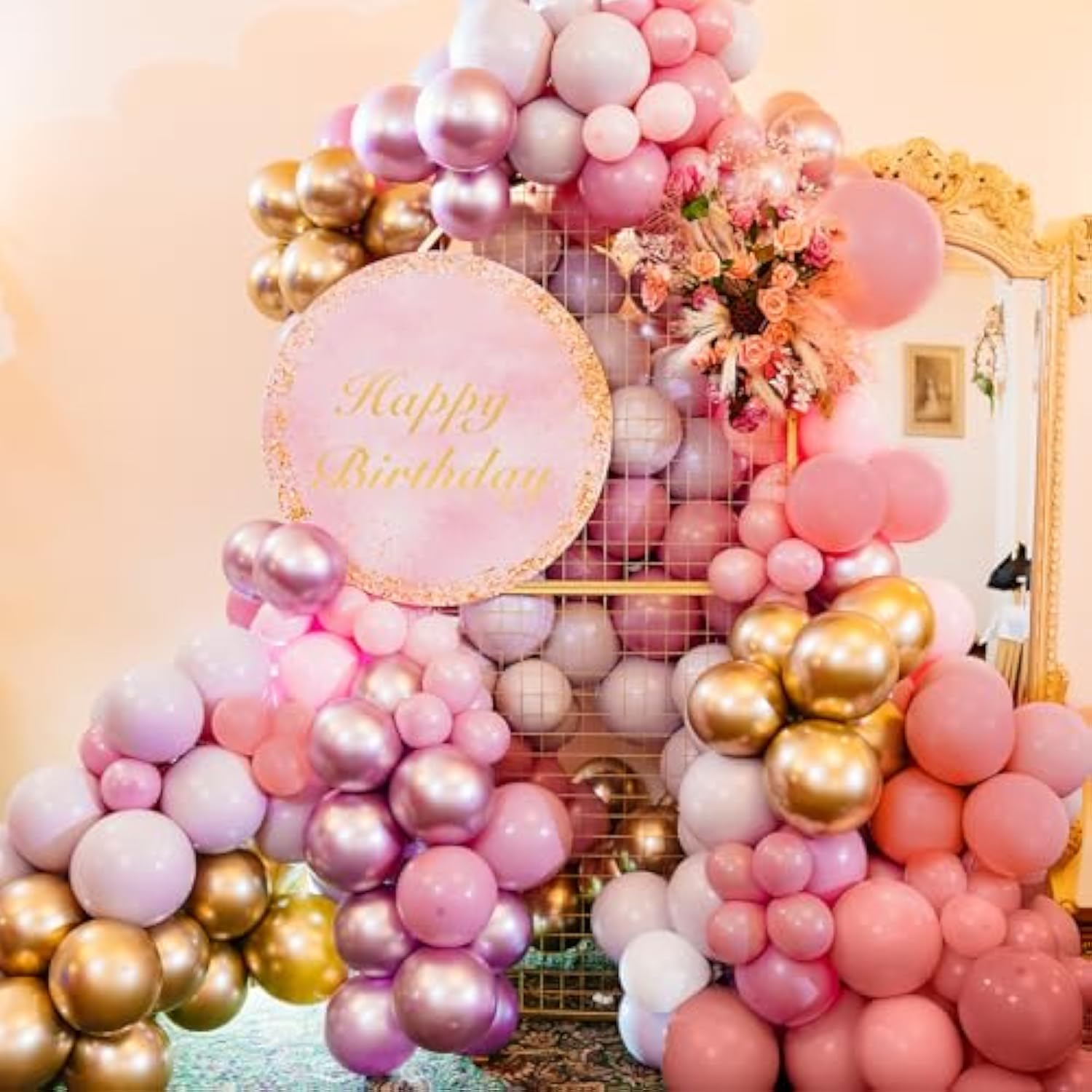 129pcs Retro Pink Balloon Garland Kit Blush Arch Set for Birthday, Baby Shower & Parties