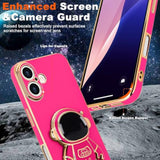iPhone 16 Plus Case, 3D Astronaut Stand, Camera Protection, Kickstand, Hot Pink