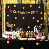 Oh Flock I'M 50 Gold Glitter Banner - Happy 50Th Birthday Party Decorations, Gifts, Supplies And Favors