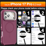 Heavy Duty iPhone 17 Pro Case with Magnetic Closure, 6.3 Inch, Purple-Pink