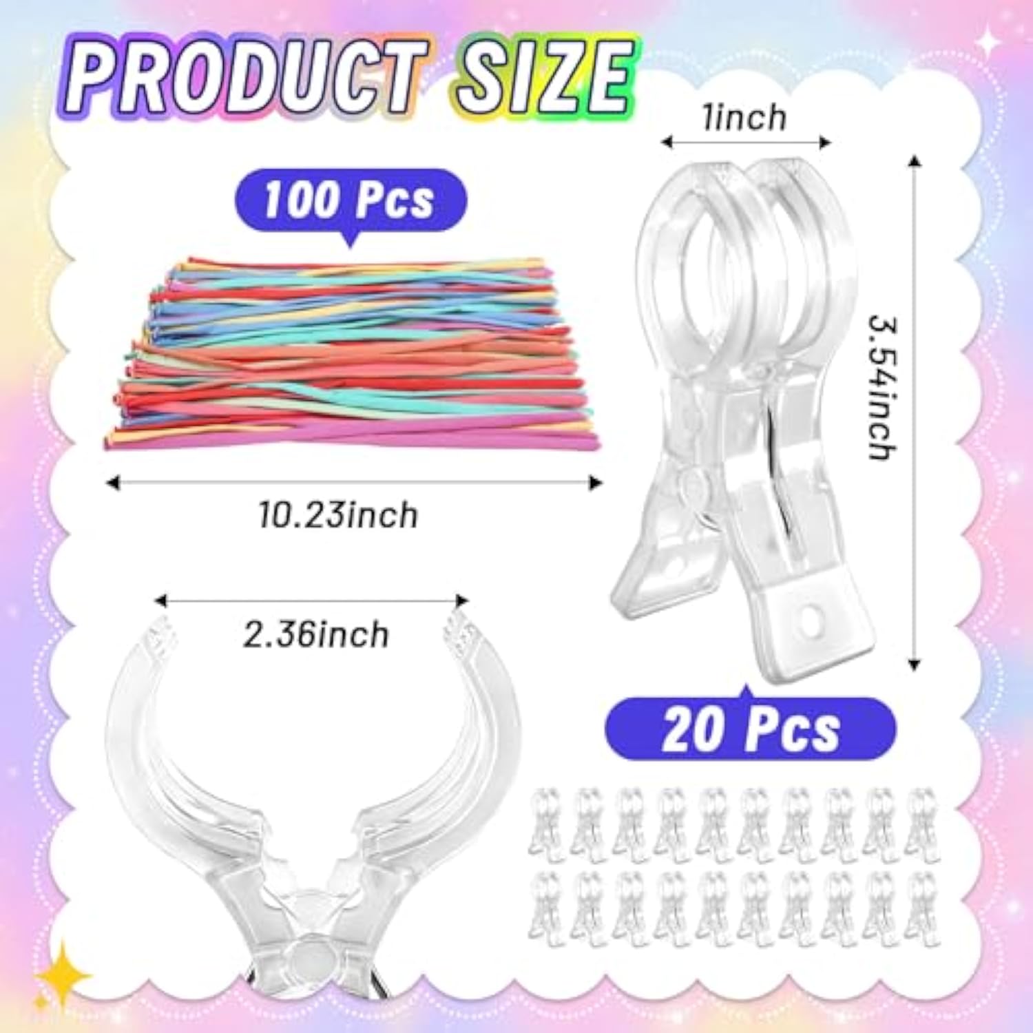 20 Pack Large Balloon Arch Clips, 3.5" Plastic Transparent Backdrop Spring Clamps, Heavy Duty Clip For Balloon Arch Kit Birthday Holidays Decoration Crafts Woodworking Photography Studios