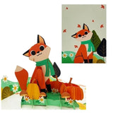 Autumn Fox 3D Pop-Up Greeting Card – Fall Themed Card With Pumpkins & Leaves – Cute Woodland Animal Pop-Up Card For Kids, Adults, Birthdays, Thanksgiving, A41