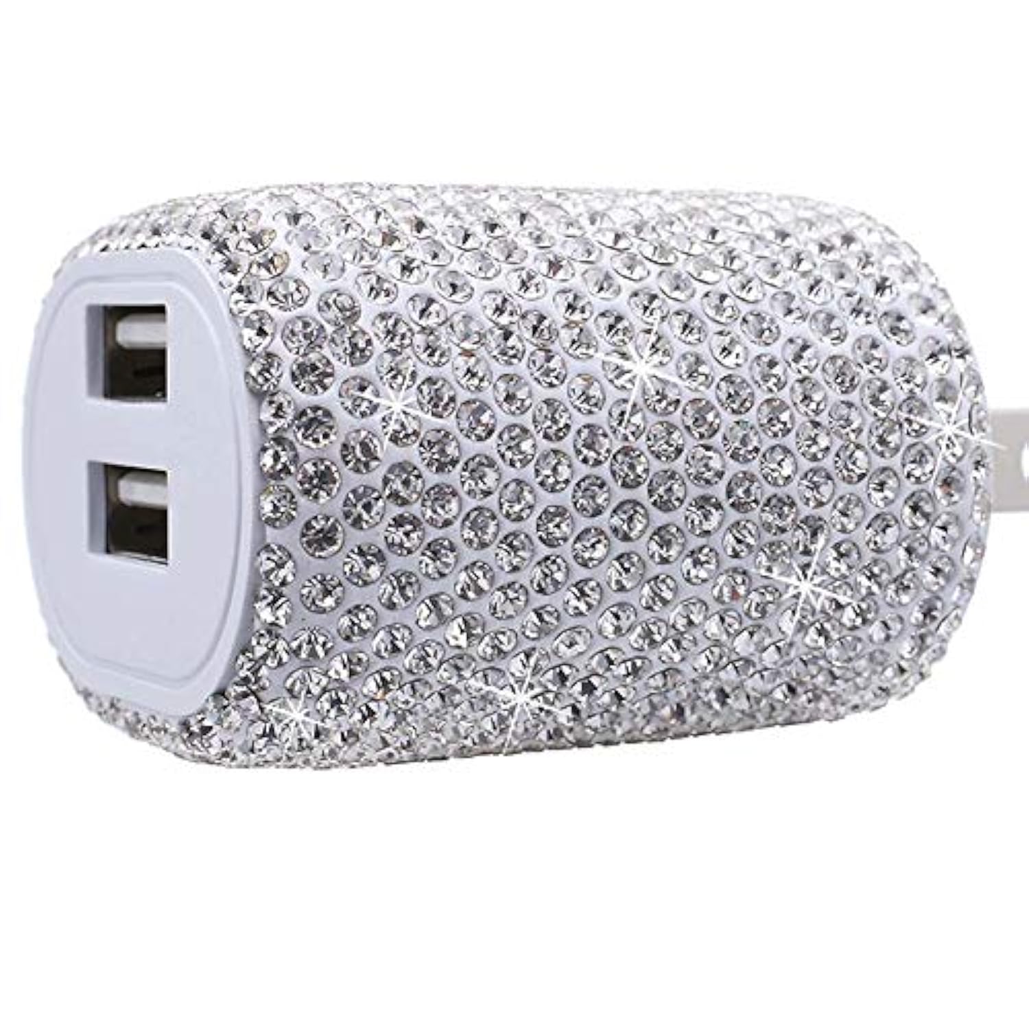 Usb Wall Charger Bling 5V/2.4A 24W Dual Port Fast Charger Plug Cell Phone Block Adapter White For Iphone Android Samsung Pad Tablet Etc