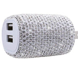 Usb Wall Charger Bling 5V/2.4A 24W Dual Port Fast Charger Plug Cell Phone Block Adapter White For Iphone Android Samsung Pad Tablet Etc