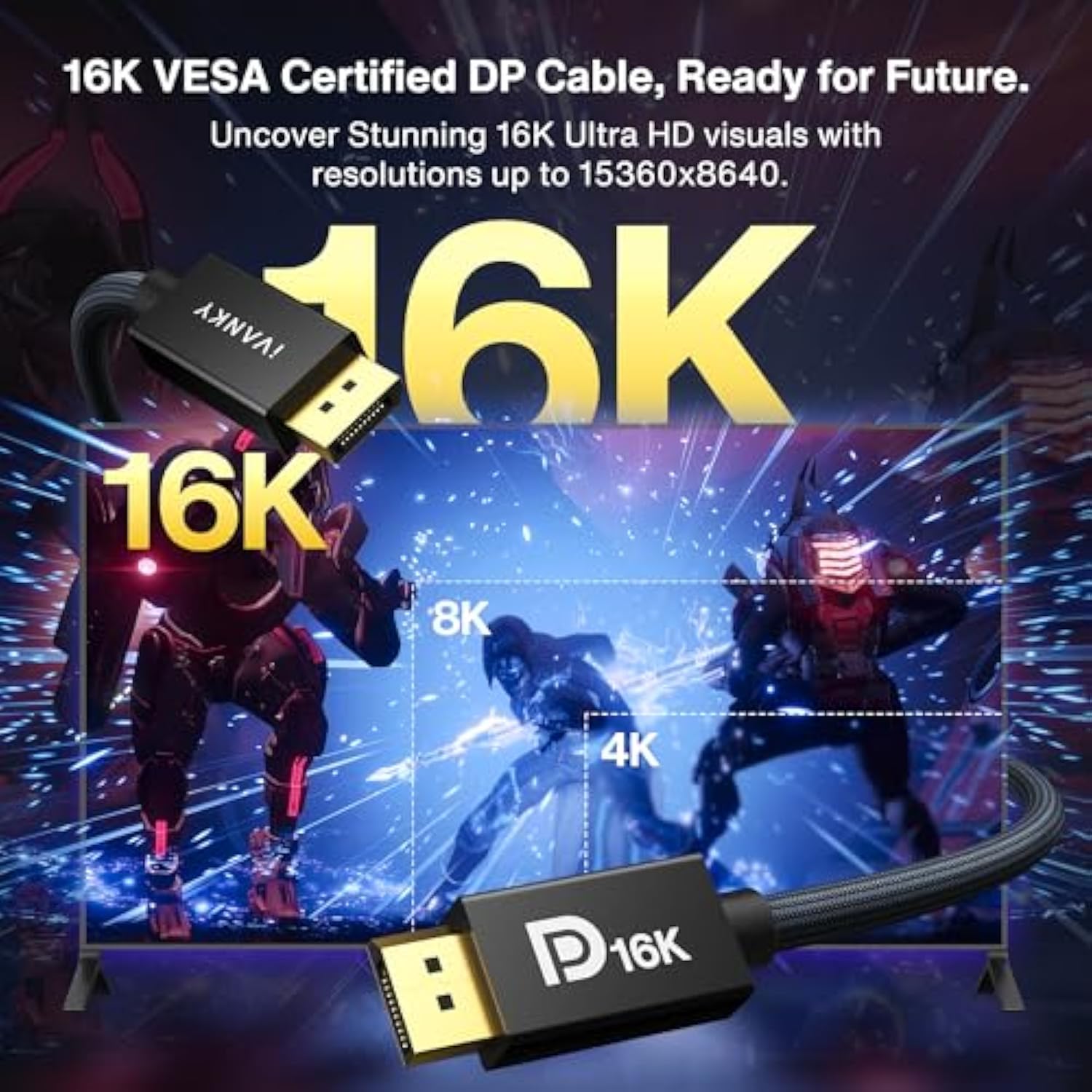 Vesa Certified Displayport Cable 2.1, 16K Dp Cable [16K@60Hz, 8K@120Hz, 4K@240