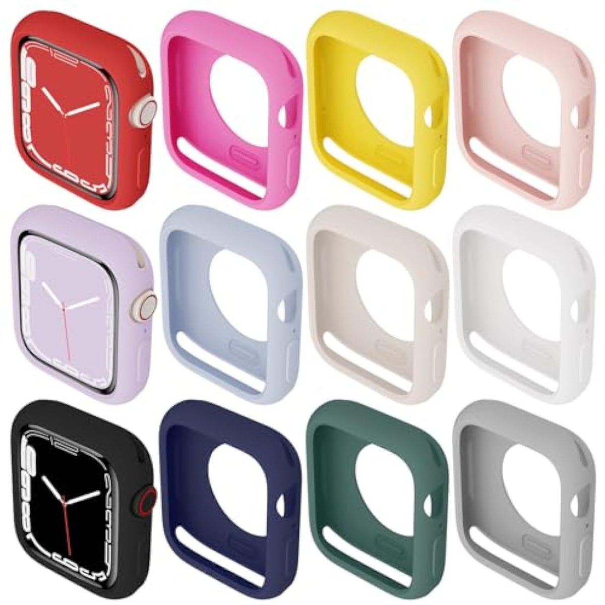 [12 Pack] Compatible For Sport Apple Watch Case 41Mm 40Mm 38Mm, Silicone Soft Bumper Face Cover For Iwatch Series 10 9 8 7 6 Se 5 4 3 2 1 Ultra [No Screen Protector] (12Pack, 41/40/38)