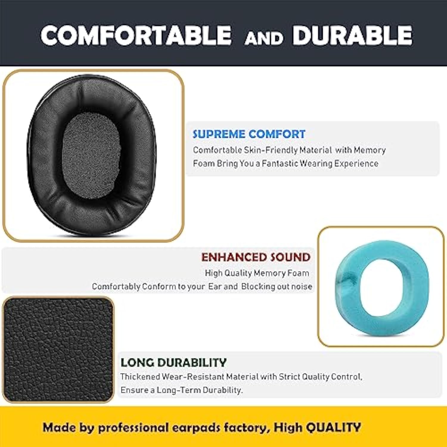 Earpads Replacement Cushion Compatible With Ghostek Sodrop 2, Sodrop Pro Wireless Bluetooth Headphone Premium Ear Pads With Softer Protein Leather/Memory Foam