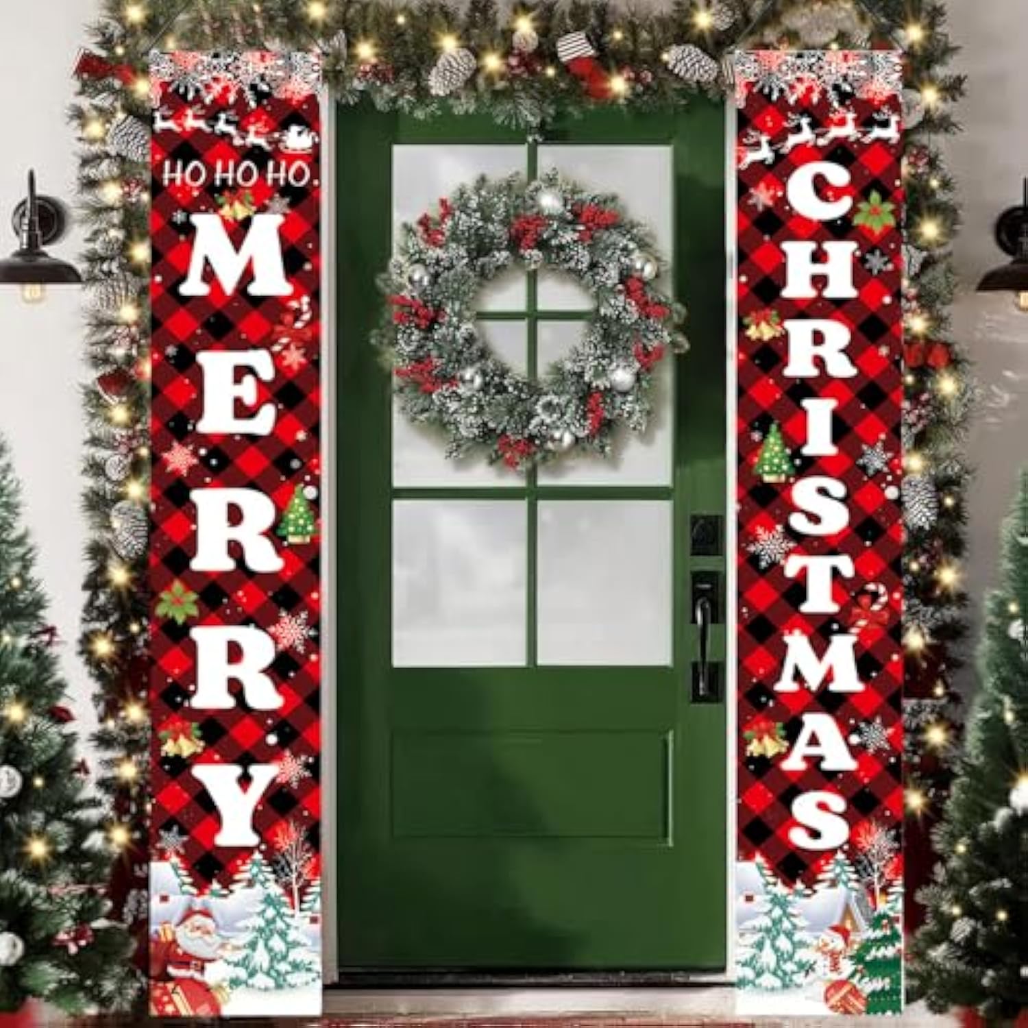 Merry Christmas Banner - Indoor Outdoor Hanging Decoration For Door, Wall, Garage - Xmas Party Decor Sign