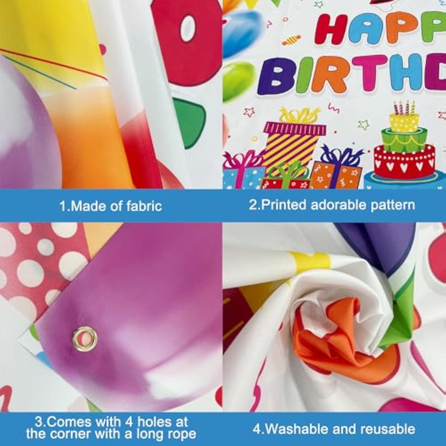 Rainbow Birthday Banner: XL Colorful Party Decoration 72"x44"