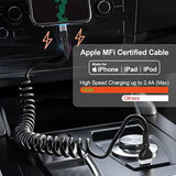 Coiled Lightning Cable Apple Carplay Compatible [Apple Mfi Certified] Short Usb To Lightning Apple Carplay Cable With Data Sync And Led, Retractable Iphone Charger Cord For Iphone/Pad/Pod