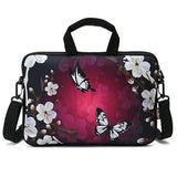 16 16.5 17-17.3-Inch Water Resistant Neoprene Sleeve Notebook Neoprene Messenger Case Tote Bag With Outside Handle And Adjustable Shoulder Strap & Extra Pocket(Butterfly And Flower)