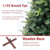 6Ft Artificial Christmas Tree, 1152 Realistic Branch Tips, Easy Assembly Hinged Design, Includes Base