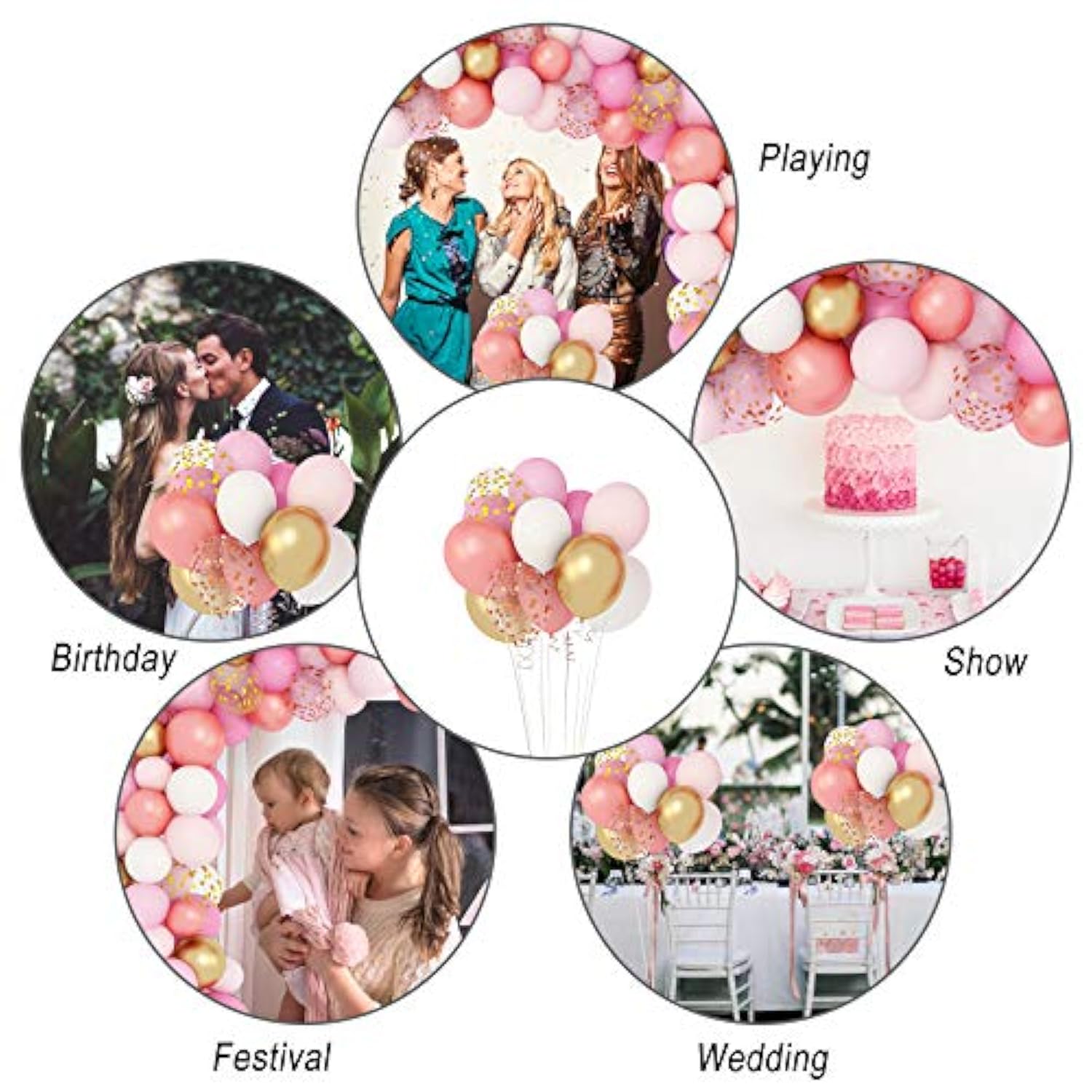 164Pcs Rose Gold Pink Balloons Garland Arch Kit Light Pink Gold White Confetti Latex Metallic Balloons For Birthday Decorations Baby Shower Wedding Graduation Mothers Day Party Decorations