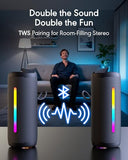 Portable Bluetooth Speaker, IPX7 Waterproof Wireless Speaker, 30W Loud Stereo Sound with Deep Bass, RGB Lights, Bluetooth 5.4, EQ Mode for