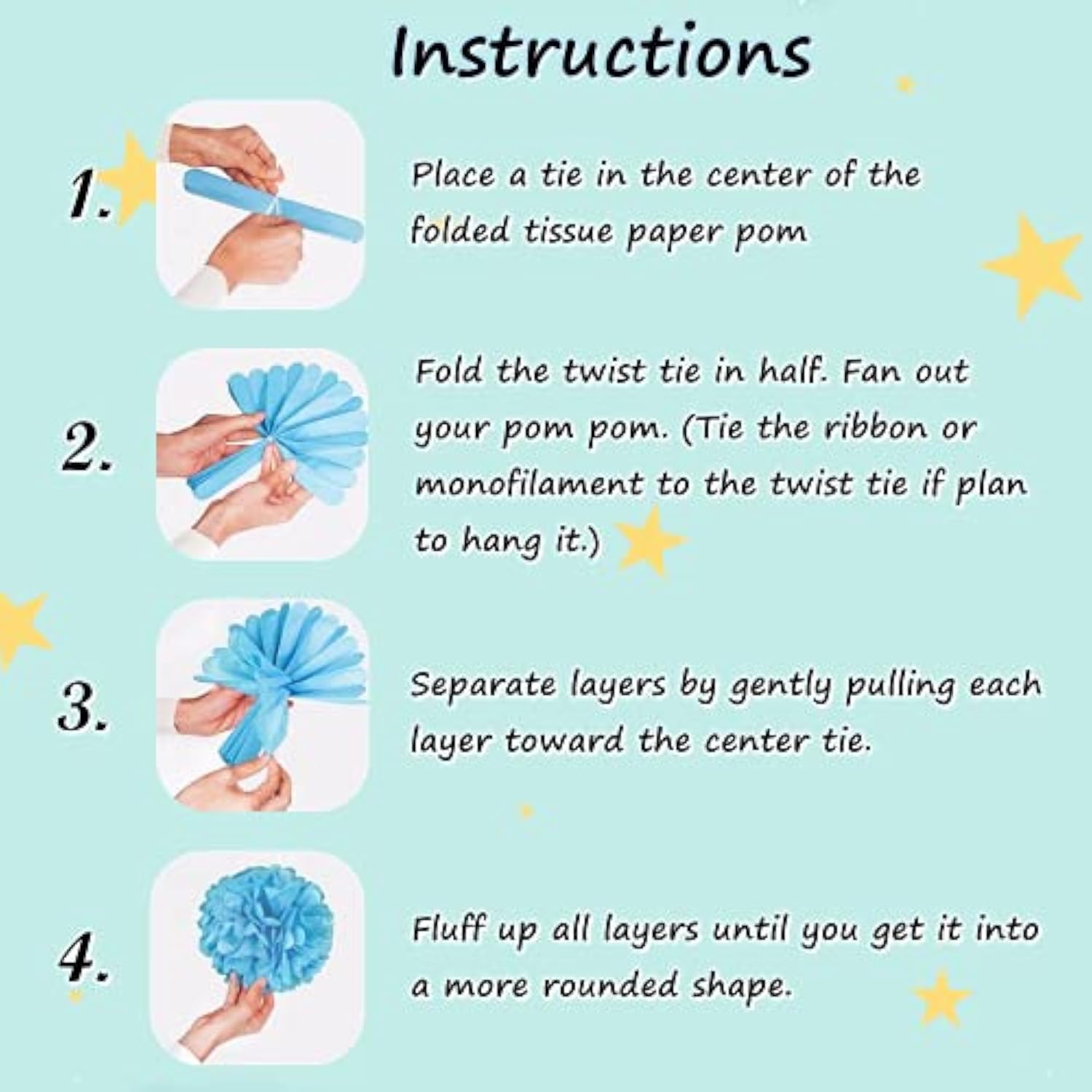 12 Pcs Tissue Pom Poms Kit, Tissue Paper Flowers For Birthday, Boy Baby Shower, Nursery, Graduation, Bachelorette Party Decoration (Blue Mix)