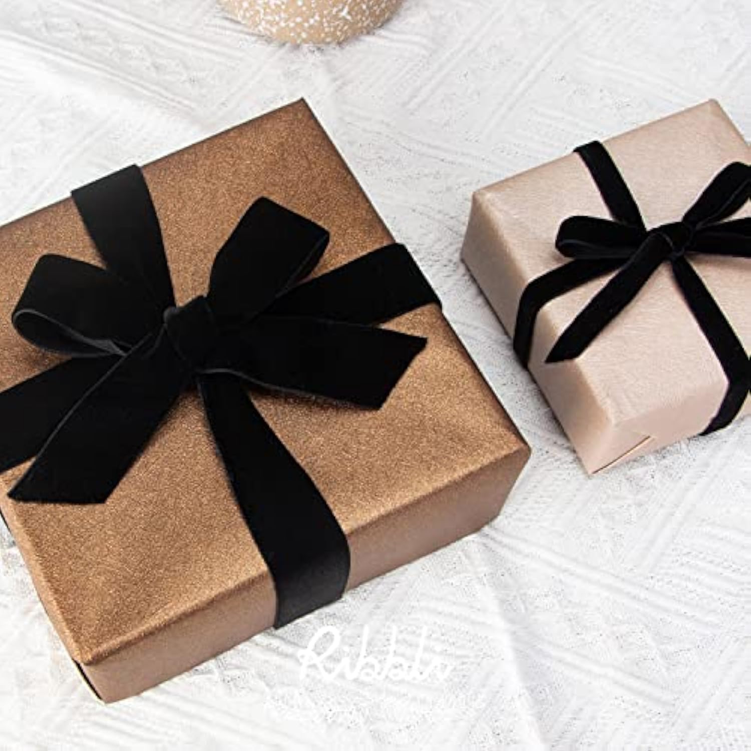 2 Rolls Black Velvet Ribbon,Christmas Ribbon For Gift Wrapping, Christ