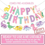 Dinosaur Birthday Party Banners 3Pcs Pastel Dinosaur Birthday Decorations For Girls Dino Theme Party Decorations Baby Shower Supplies