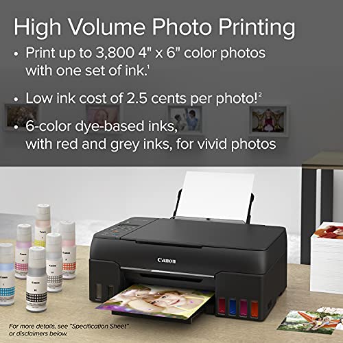 Pixma G620 Wireless Megatank Photo All-In-One Printer [Print, Copy, Scan], Black,Works With Alexa