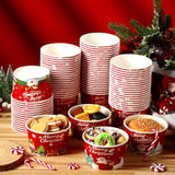 100 Pcs Christmas Treat Snack Cups 12 Oz Xmas Themed Paper Treat Food Disposable Bowls Holiday Ice Cream Snack Bowls For Parties Merry Christmas Paper Dessert Cups (Classic)