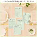 Hilarious Bridal Shower Games 30 Guests - Wedding Games For Reception Decorations, Funny Find The Guest Bingo Game, Would She Rather Sage Green Bridal Shower Activities