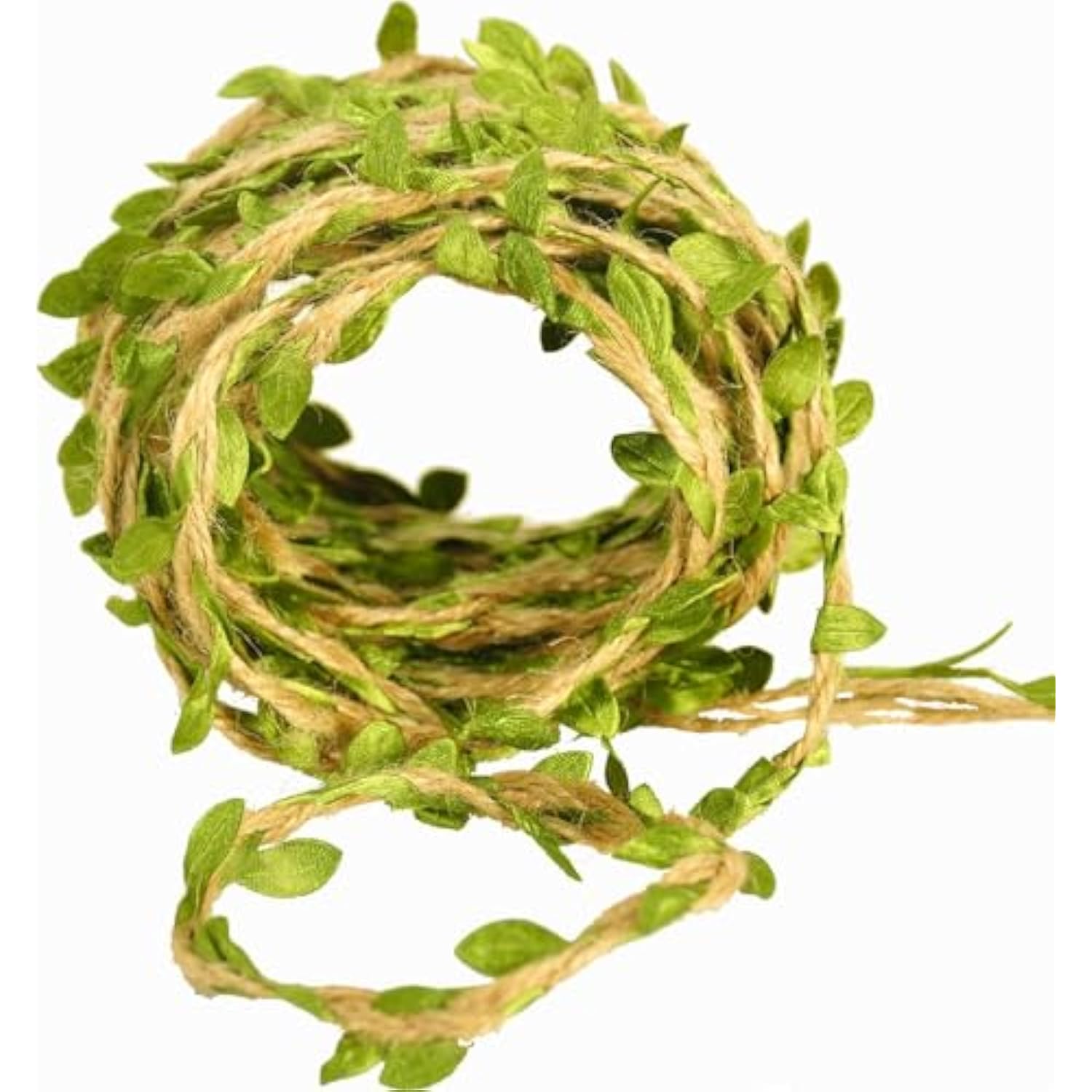 32 Ft Burlap Leaf Ribbon Twine For Crafts For Safari, Jungle, Fairy Party, Woodland Baby Shower, Enchanted Forest Decorations Vines Decor