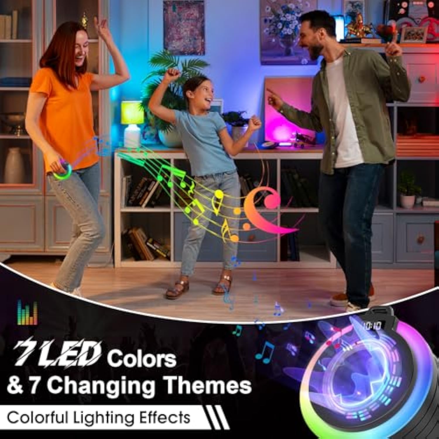 Bluetooth Shower Speaker, Portable Bluetooth Speaker Stereo Sound With Suction Cup/Lanyard, Built-In Mic, Ipx7 Waterproof Wireless Speakers Bluetooth 5.4 For Bathroom, Party, Beach, Black