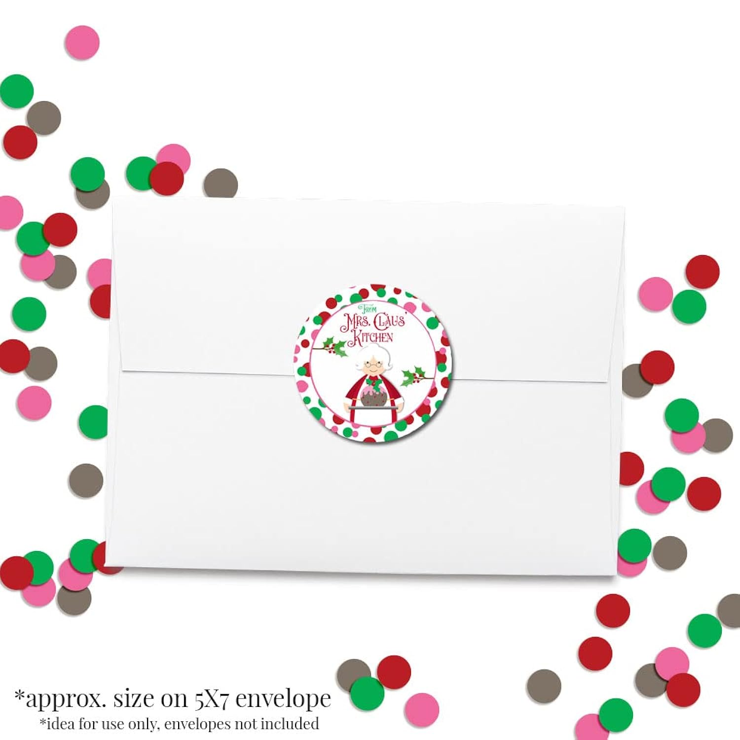 Mrs. Claus' Kitchen Christmas Holiday Sticker Labels, Total Of 40 2" Circle Stickers By