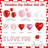 Valentines Day Balloon Garland Arch Kit, Pink Red I Love You Balloons with Rose Petals for Bachelorette Bridal Wedding Engagement Birthday Galentines Romantic Valentines Party Decorations