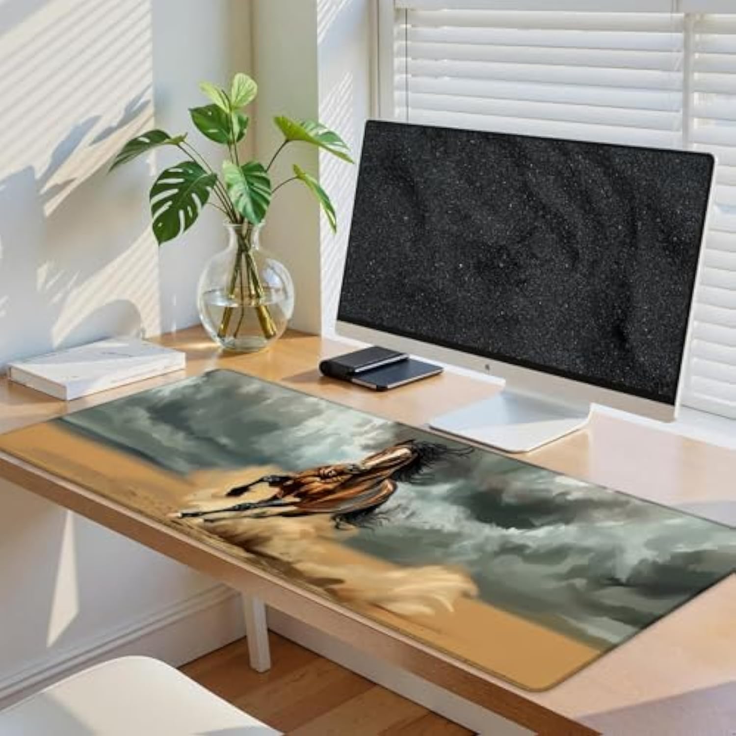 Horse Gaming Mouse Pad, 31.5"×11.8" Extended Desktop Mouse Pads For Keyboard Laptop Computer, Large Desk Mat With Stitched Edges For Work Office Desk Decor (Running Horse)