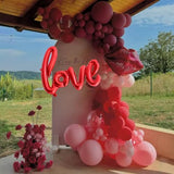 139pcs Valentines Day Balloon Arch Garland Kit, Pink Red Rose Red Balloons with Large Lip Love Foil Balloon for Women Girls Valentine's Day Mother's Day Wedding Decoration