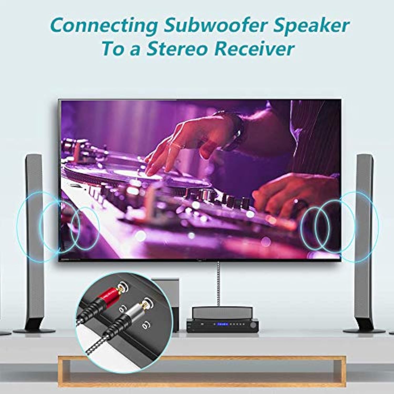 2 Rca Stereo Audio Cable 30 Ft, 2Rca Male To 2Rca Male Audio Stereo Subwoofer