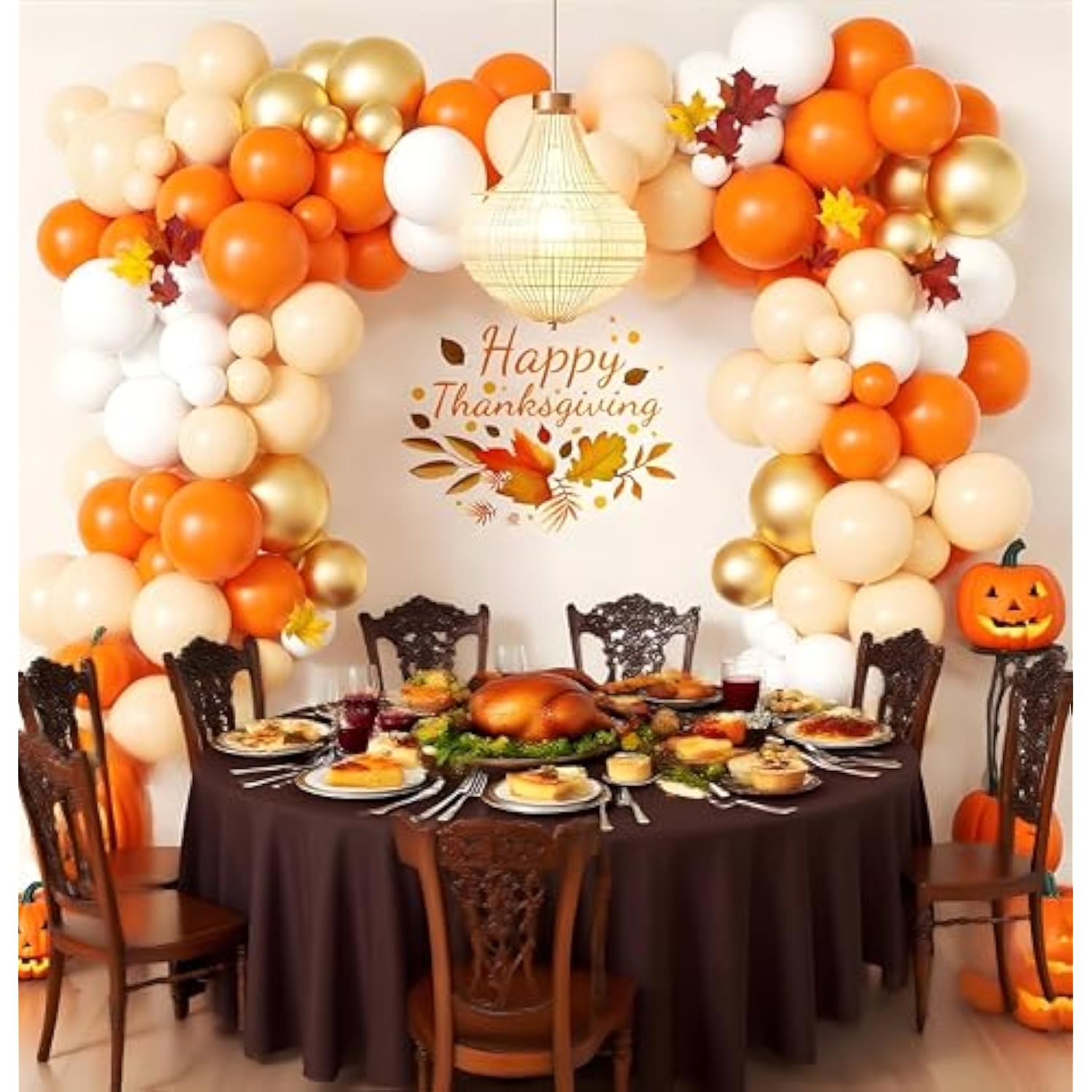 Fall Balloon Arch Kit: Orange, White, Gold Thanksgiving Decor (166pcs)
