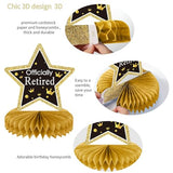 9PCS Retirement Party Decorations Gold Retirement Party Centerpiece Honeycomb Glitter Table Decorations Toppers for Happy Retirement Party Supplies Man and Women