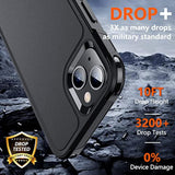 iPhone 13 Case with 10Ft Military Drop Protection & 2 Tempered Glass Black
