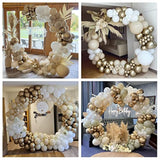 White Sand Gold Balloon Garland Arch Kit-158Pcs Nude White Chrome Gold Neutral Balloons For Boho Wedding Baby Bridal Shower Baptism Engagement Neutral Birthday Party Decorations