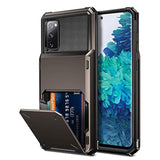 For Galaxy S20 Fe 5G Case Wallet Credit Card Holder 4-Card Slot Hidden Back Pocket Dual Layer Hybrid Rugged Rubber Bumper Protective Hard Shell Cover For Samsung Galaxy S20 Fe 5G Gun