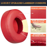 Lambskin Earpads Cushions Replacement For Beats Solo 2 & Solo 3 Wireless On-Ear Headphones, Solo2 Solo3 Ear Pads With High-Density Foam, Added Thickness - Red