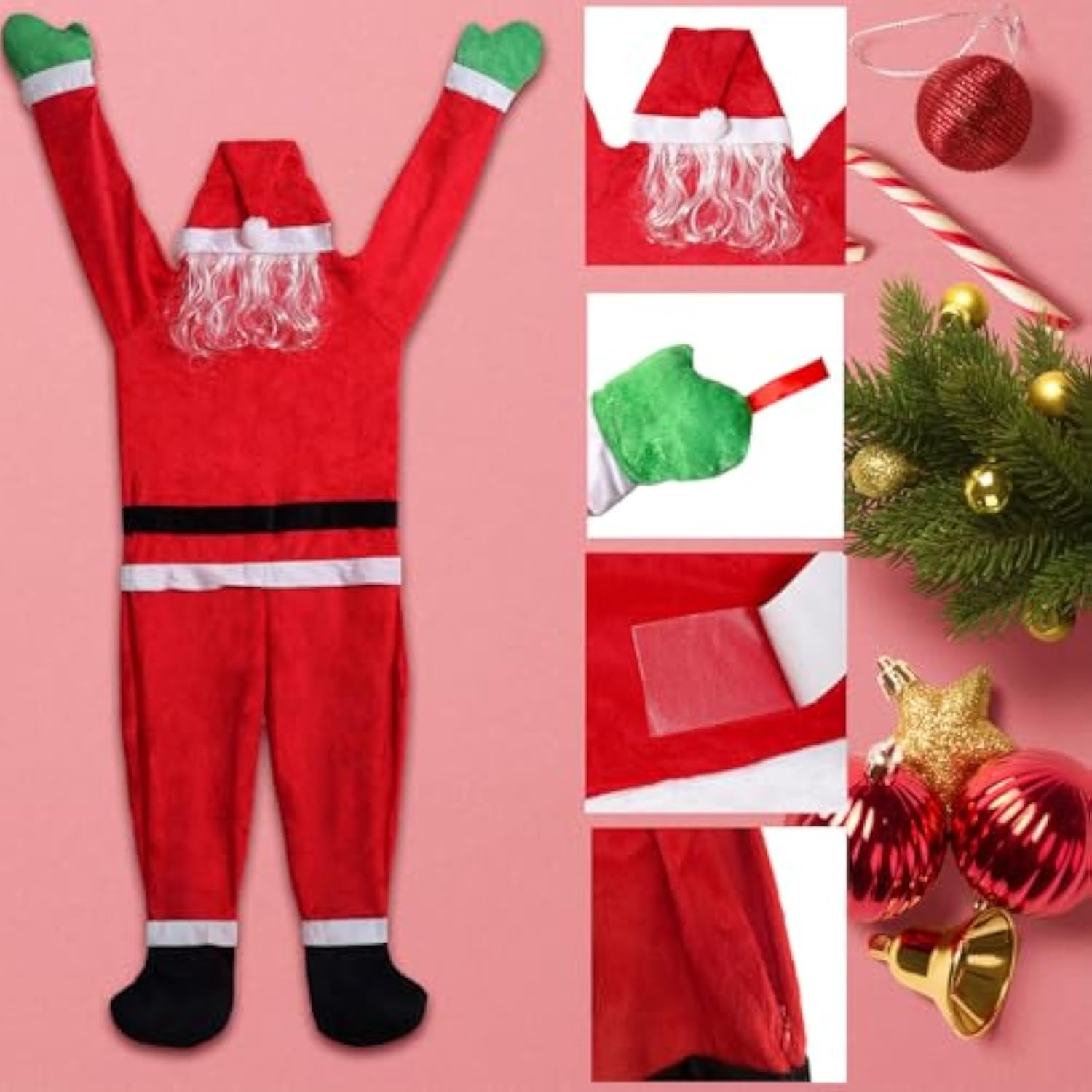 3.9 Ft Hanging Santa Claus Outdoor Christmas Decorations Outside Large Christmas Decor From Roof Gutter Window