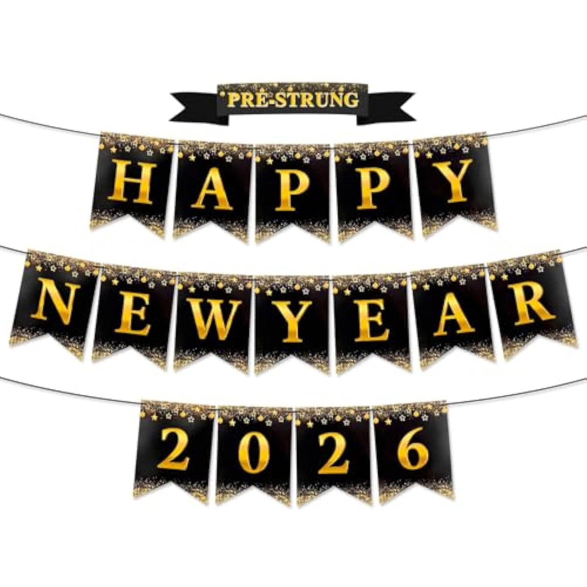 Happy New Year 2026 Banner No DIY Party Decorations Supplies