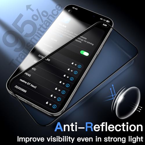 Infinity AR Screen Protector for iPhone 17 Pro Max, AR Anti-Reflective Coating, 9H+ 3D Full Coverage Tempered Glass, Military-Grade Shatterproof,