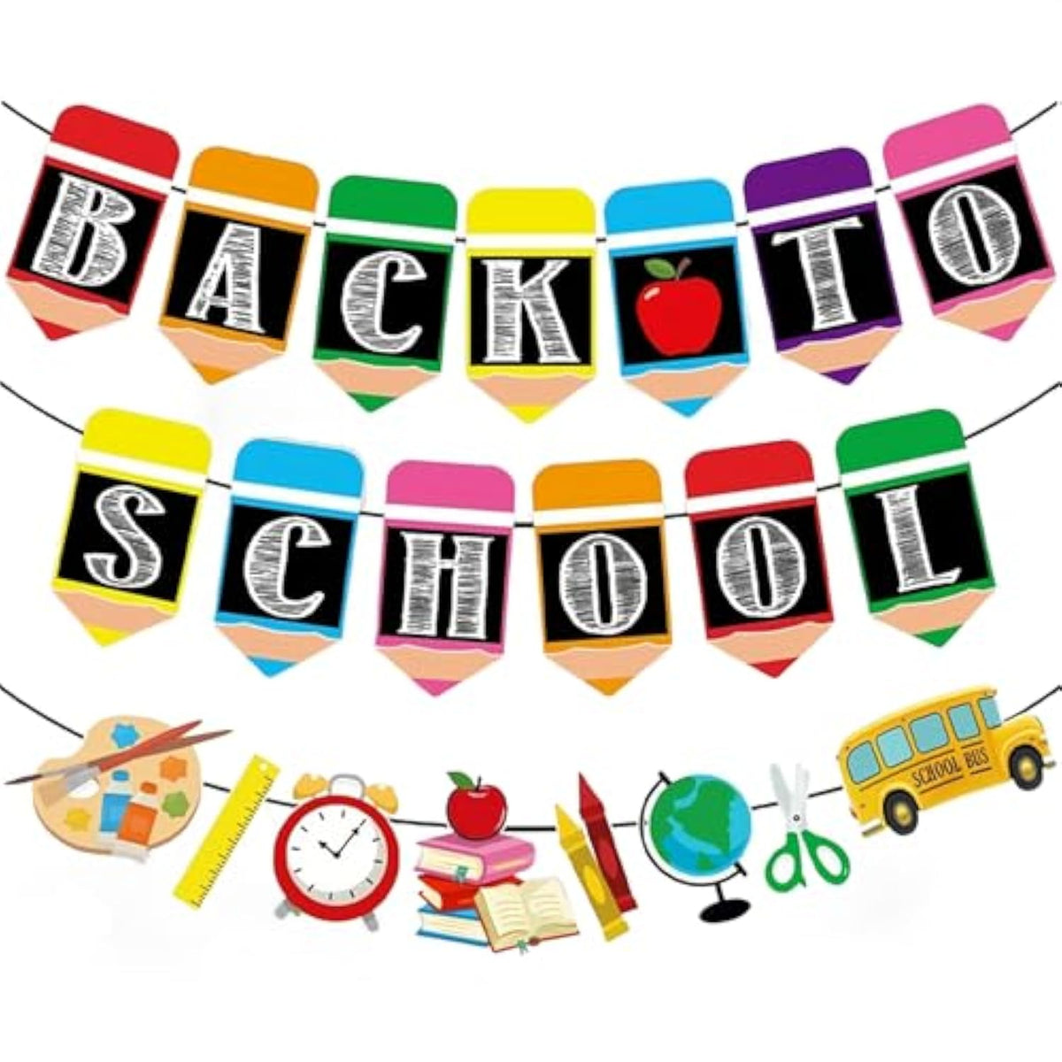 3Pc Welcome Back To School Banner Decorations for Classroom, Office, or Hallway