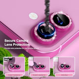 3 Pack For Iphone 16 Plus Screen Protector 6.7" [9H Tempered Glass] [Bubble Free] [Military Grade Protection] & 1 Set Of Glitter Camera Lens Protector - Pink