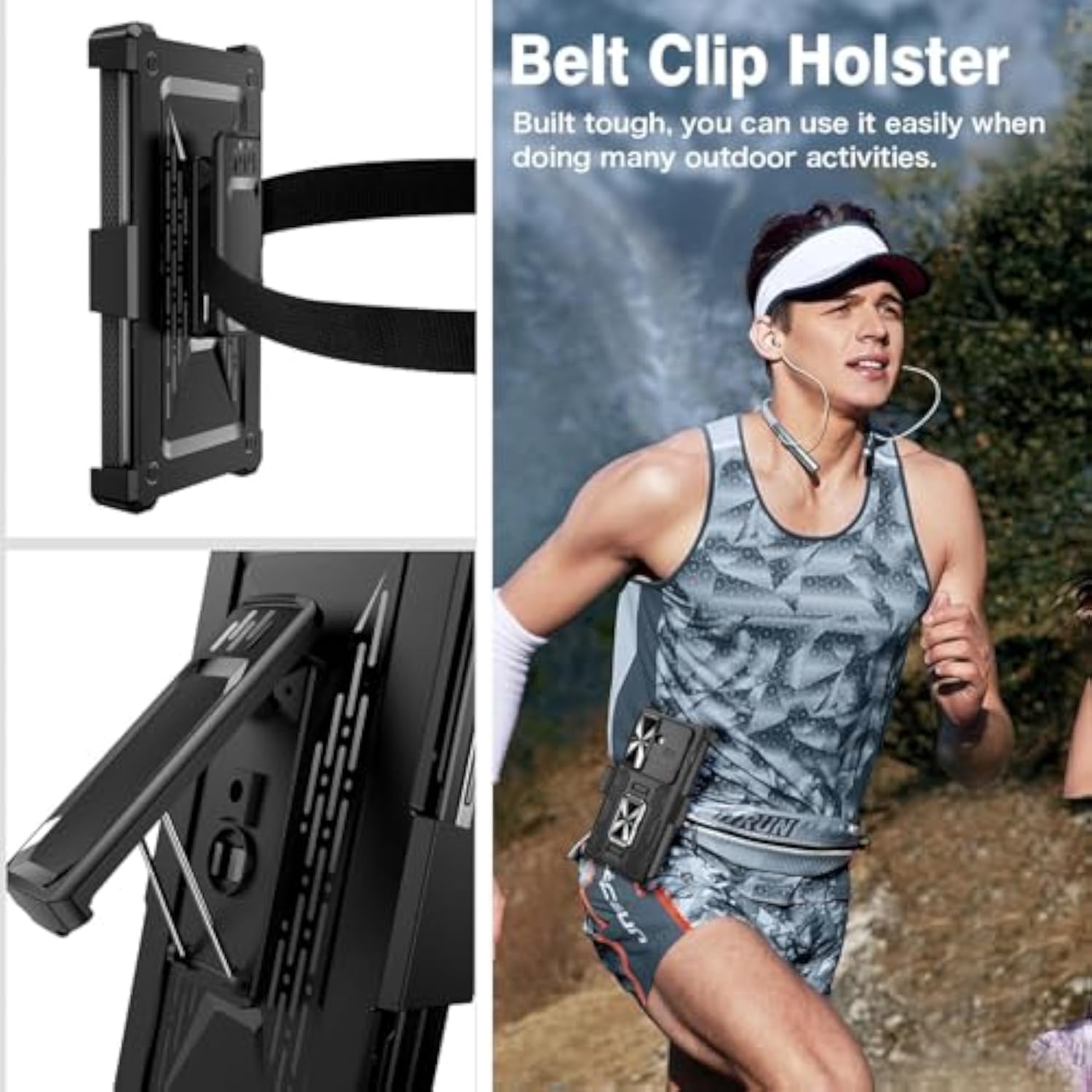 Z Fold 7 Case with Belt Clip Holster and Screen Protector, A-Black