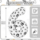 40 Inch Dog Foil Birthday Balloons,Black White Dog Paw And Bone Print Number 6 Balloons For Girls Boys 6Th Birthday Party Decorations (Number 6