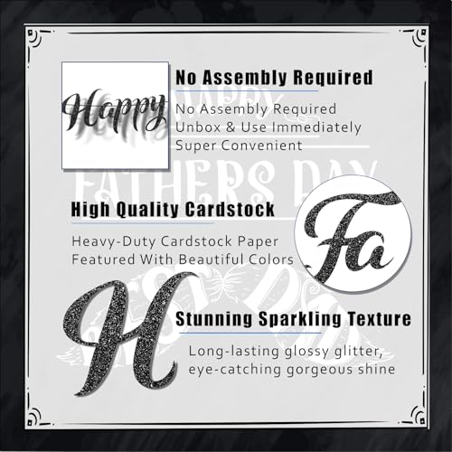 Black Glitter Happy Fathers Day Banner Black Glitter