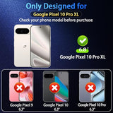 Magnetic for Google Pixel 10 pro XL Case, with 2X Screen Protector & 1X Camera Lens Protector, [Non-Yellowing] [Shockproof Military] Transparent Slim