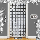 Disco Foil Fringe Curtains 2 Pack Black & Silver Party Backdrop